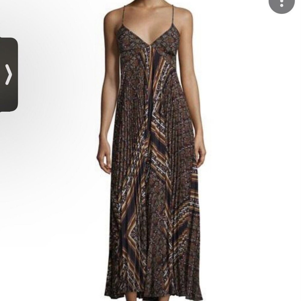 ALC Katia Cross Back Pleated Midi Dress Size 6